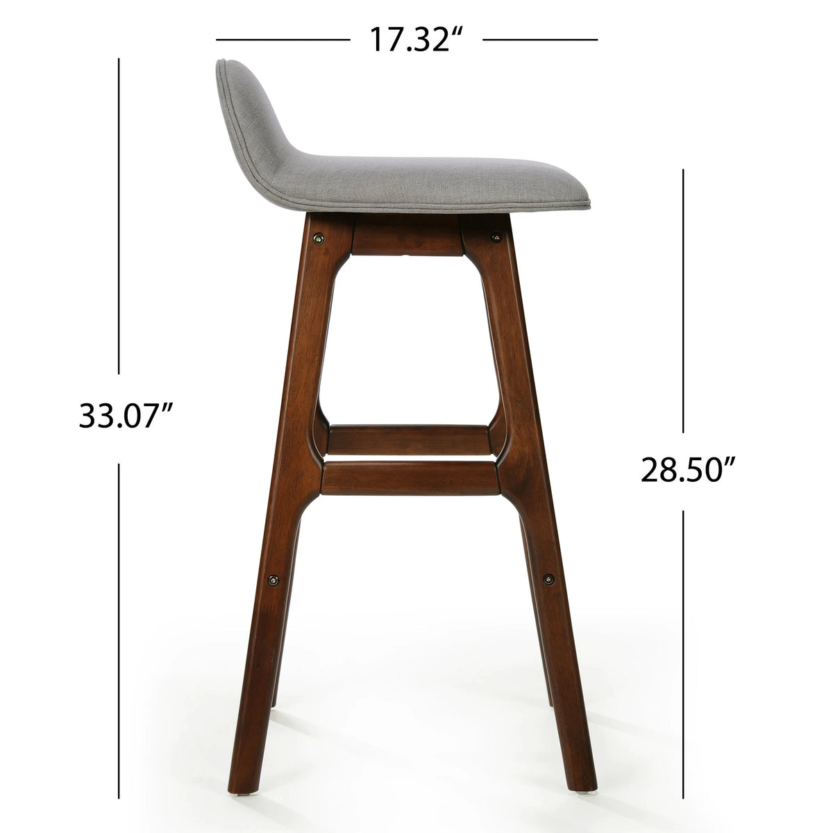 Light Gray and Natural Walnut Upholstered Barstools Set of 2 V7304