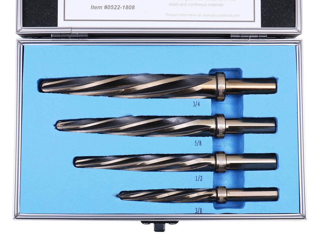 4 Pc H.S.S. Standard Spiral Flute Car Reamer Set J573