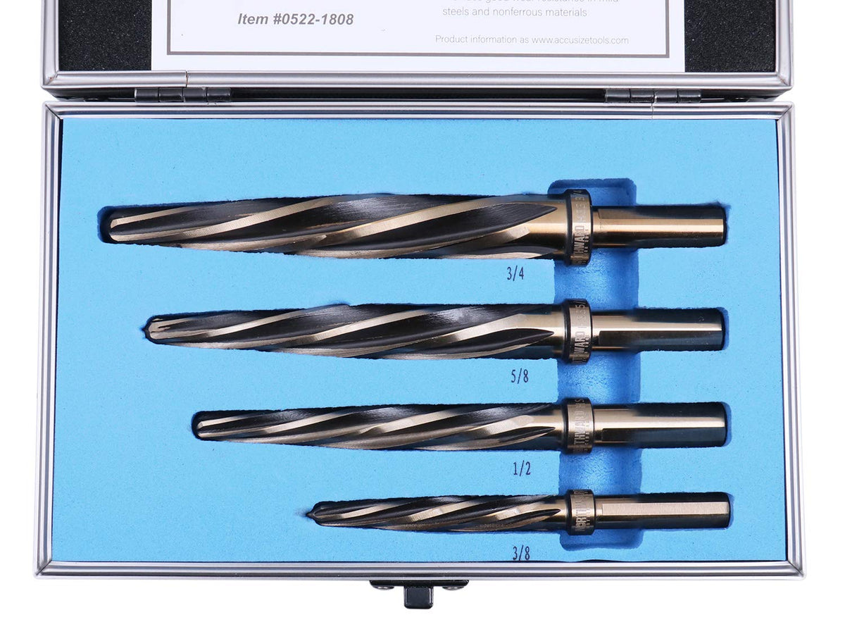 4 Pc H.S.S. Standard Spiral Flute Car Reamer Set J573