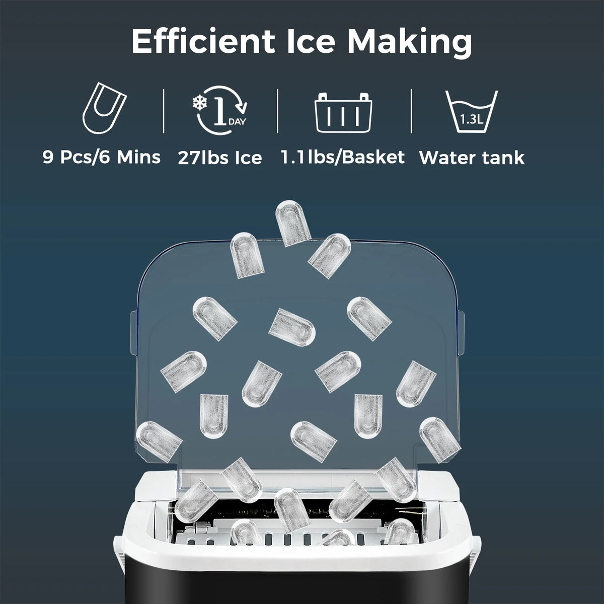 Black Self-Cleaning Countertop Ice Maker with Ice Scoop and Basket H243