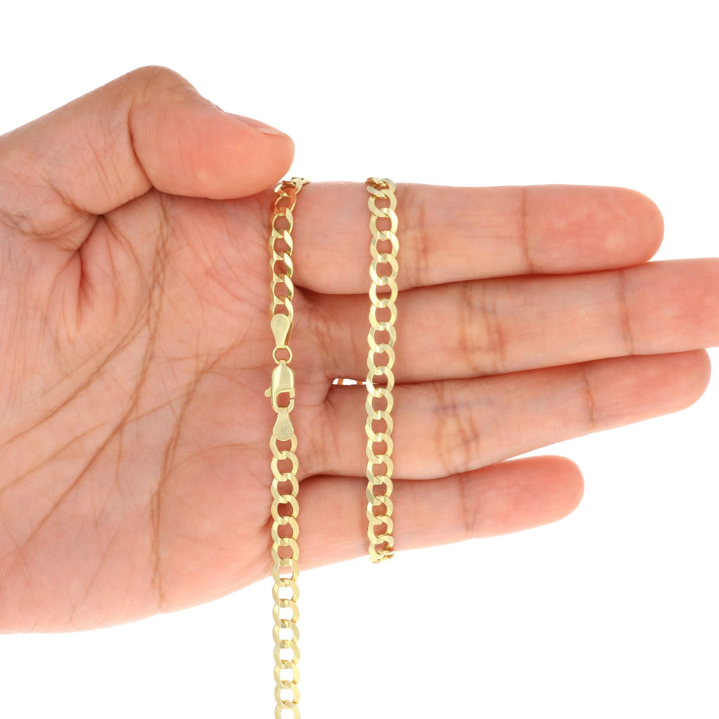 14k Yellow Gold 5mm Solid Cuban Curb Link Chain Bracelet B6610