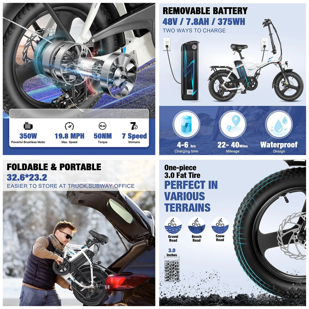 Fat Tire Folding Electric Bike with LCD Display W632