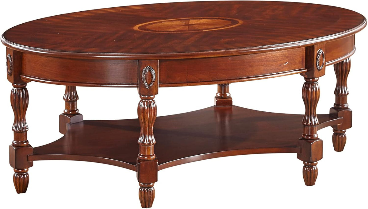 Solid Wood End Table with Tempered Glass B62085