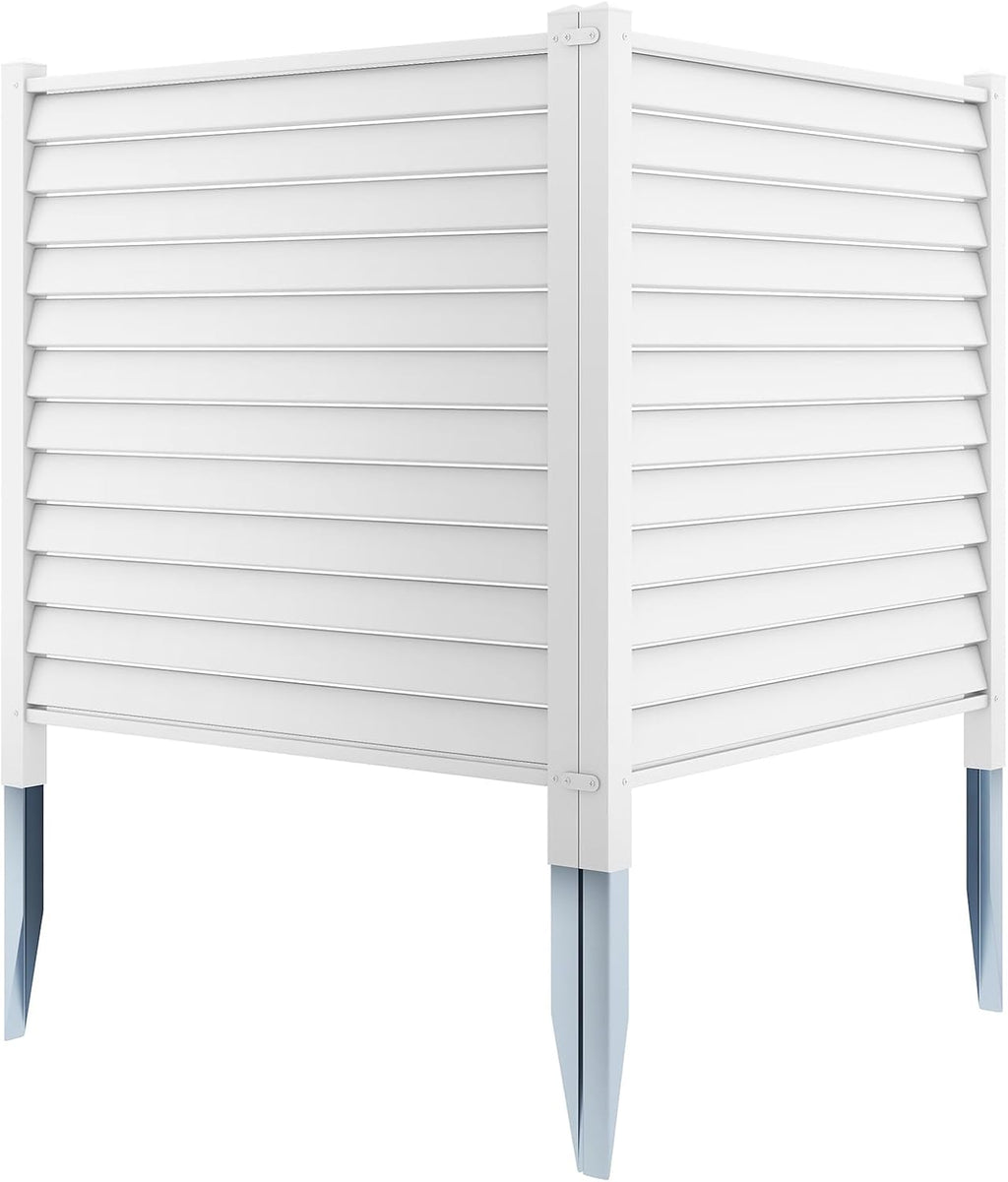 White Louvered Air Conditioner Fence 2 Panels B164