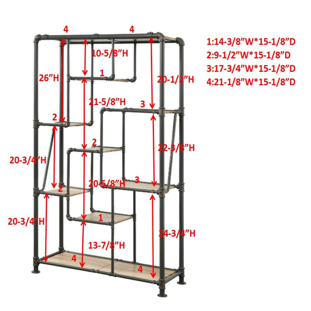 Black Metal 8-Shelf Bookcase I553