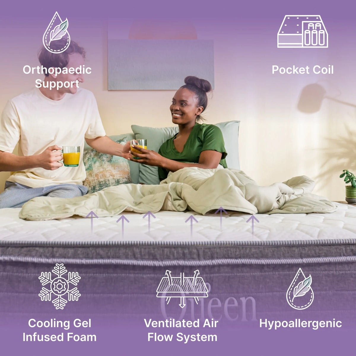 Queen Size Hybrid Memory Foam Pocket Spring Mattress P3215