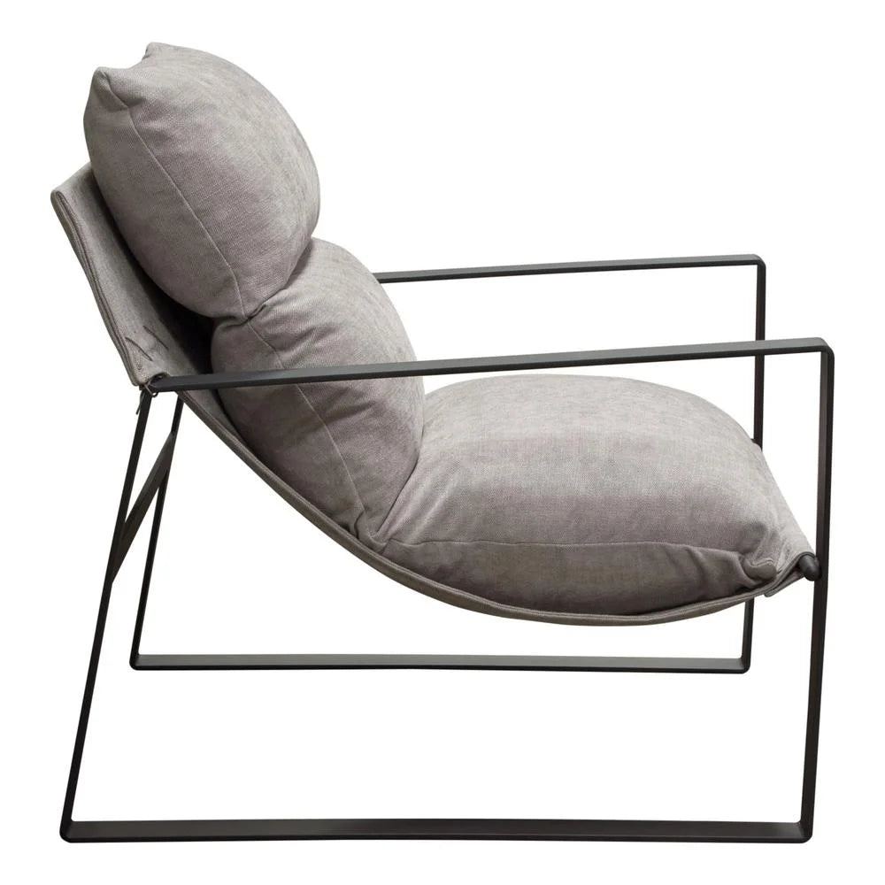 Grey Fabric Accent Chair with Black Metal Frame H885246