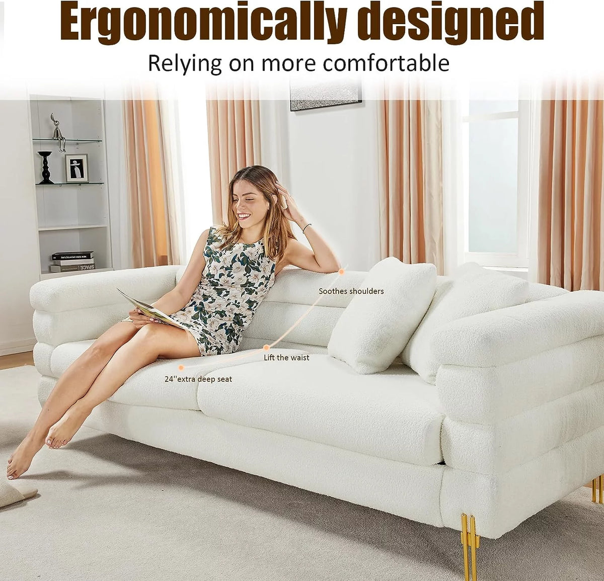 White 85 inch 3 Seat Sofa P3851