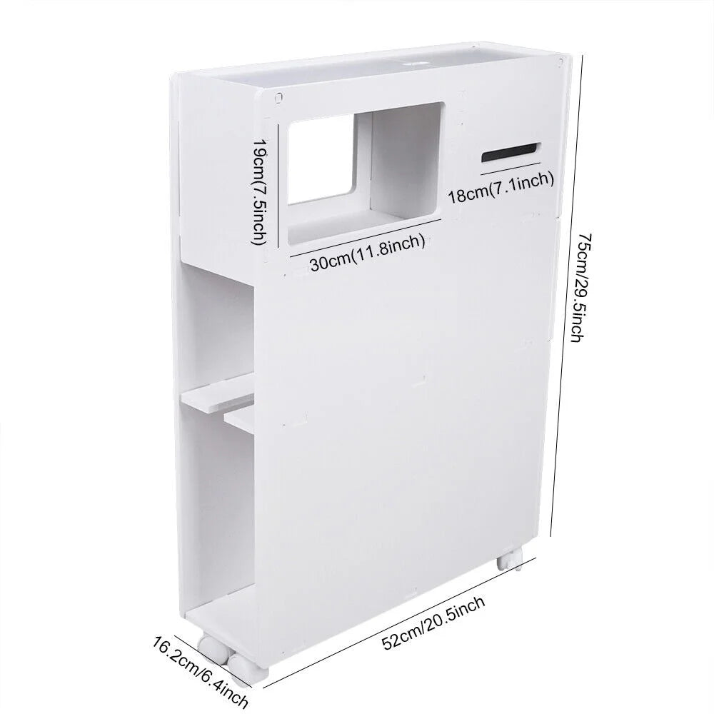 Slim Bathroom Storage Cabinet Floor Standing Organizer Shelves N920818