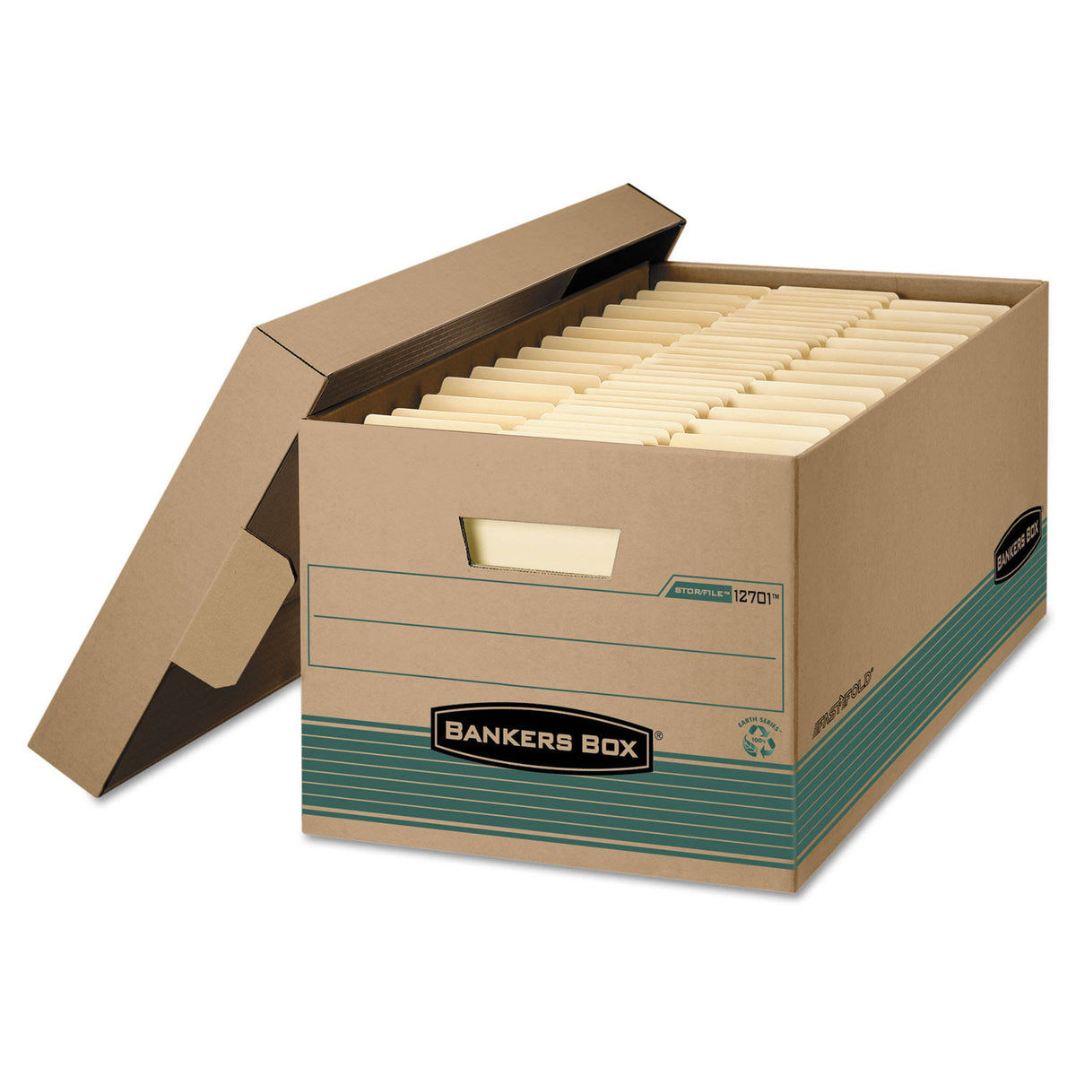Legal Locking Lift-Off Lid Storage Box Kraft/Green 12/Carton M168015