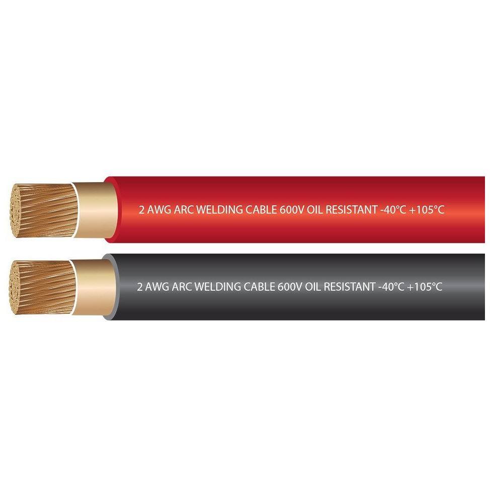 2 Gauge Extra Flexible Welding Cable 600 Volt Combo Pack Black Red 10 Feet K80456