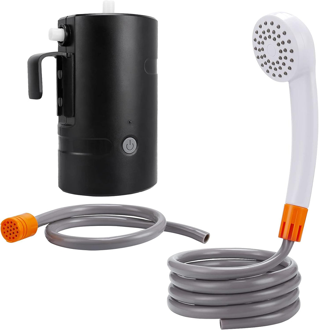 Portable Camping Shower Pump, 4400mAh Battery Powered, USB Rechargeable, 2 Flow Mode, with 3 LED Lights E437930