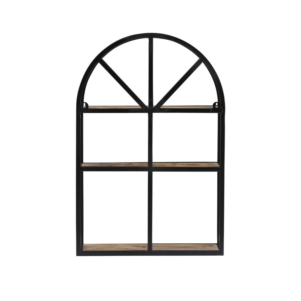 Black Metal Natural Mango Wood 3-Tier Wall Shelves X26771