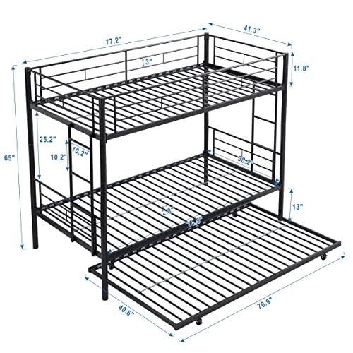 Twin Over Twin Metal Bunk Bed with Trundle L324892
