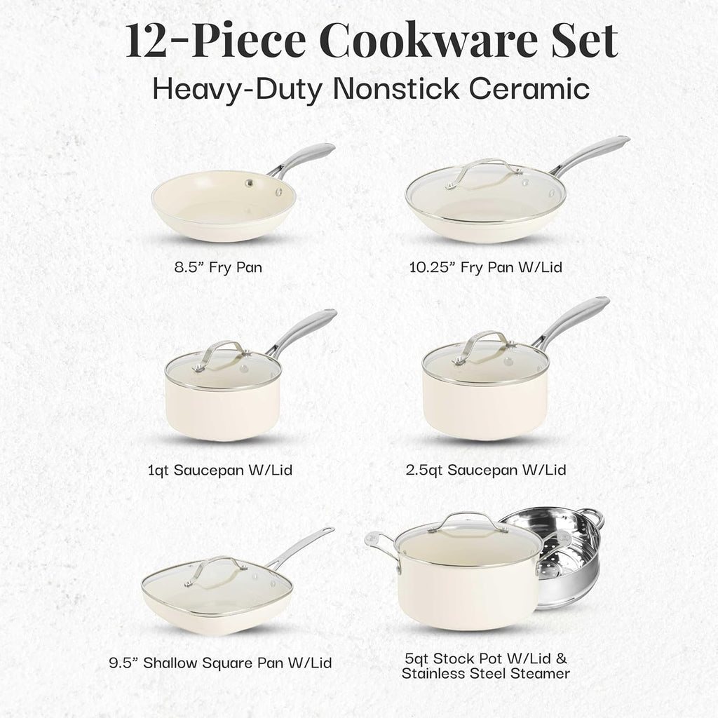 12 Pc Non Stick Ceramic Pots and Pans Set F8252