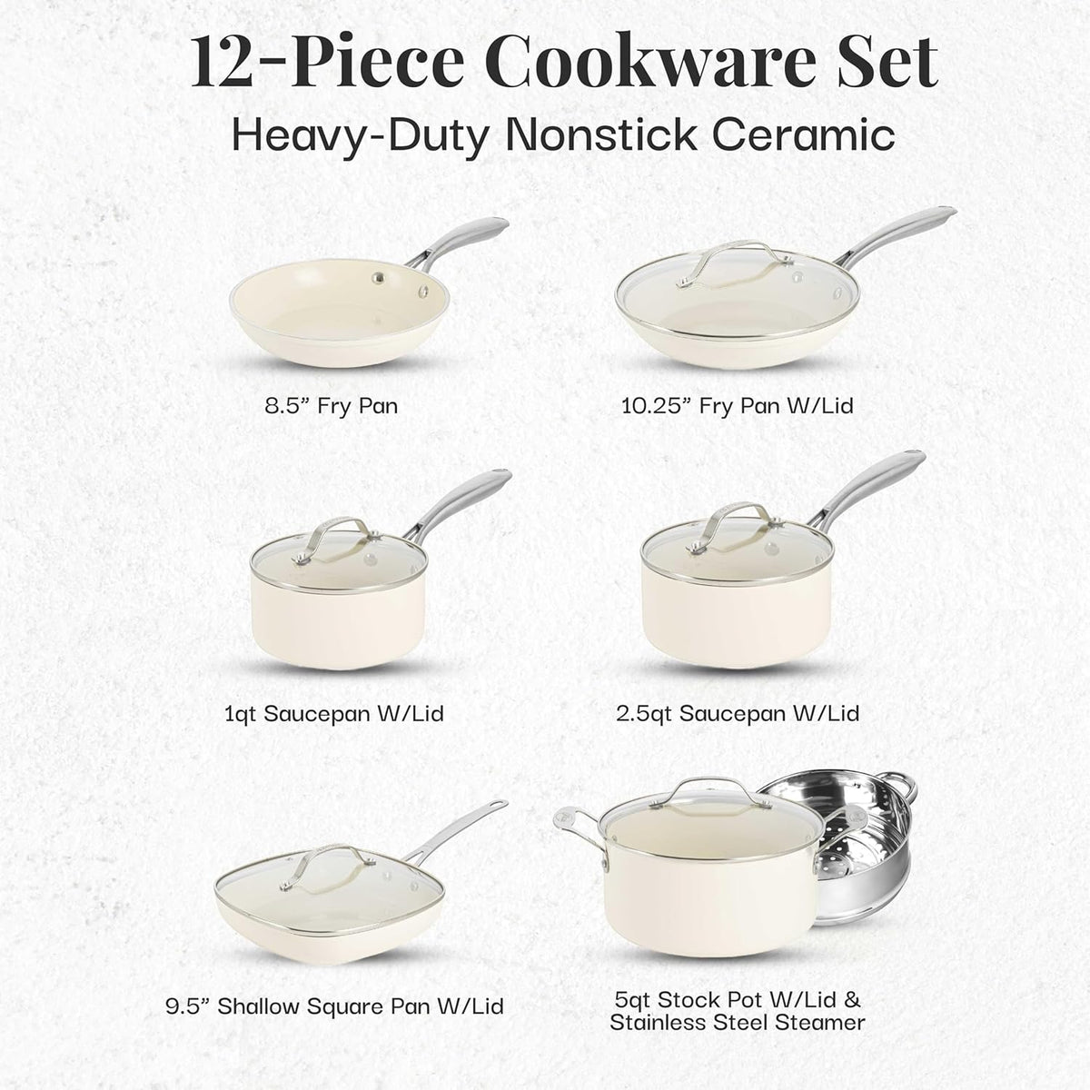 12 Pc Non Stick Ceramic Pots and Pans Set F8252