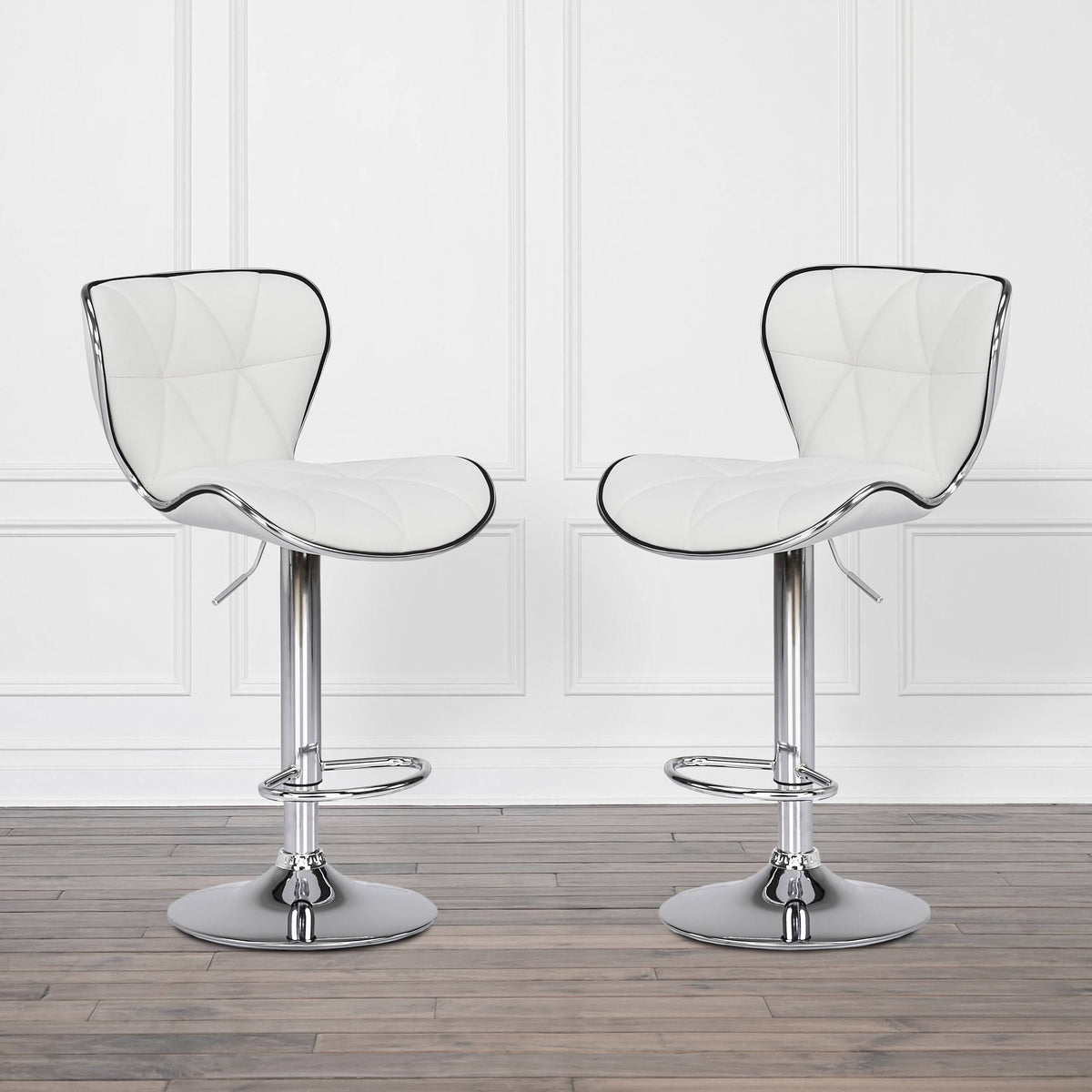 Faux Leather Adjustable Counter/Bar Stool Set of 2 White O659