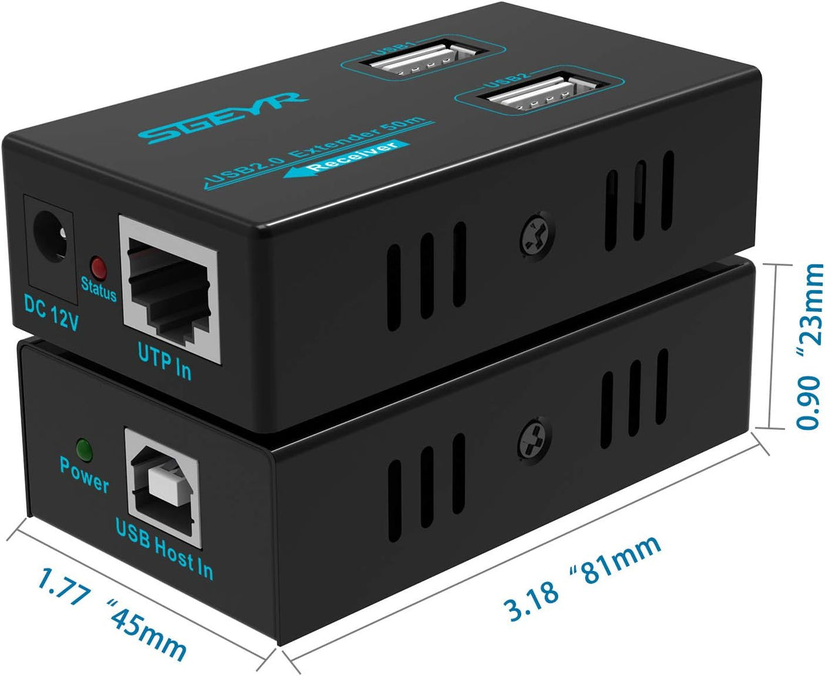 Metal USB Extender Over Cat5e/6, 50M, 4 USB 2.0 Ports, Pack of 2 L155348