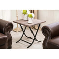 Folding Industrial Wood and Metal End Table J410076