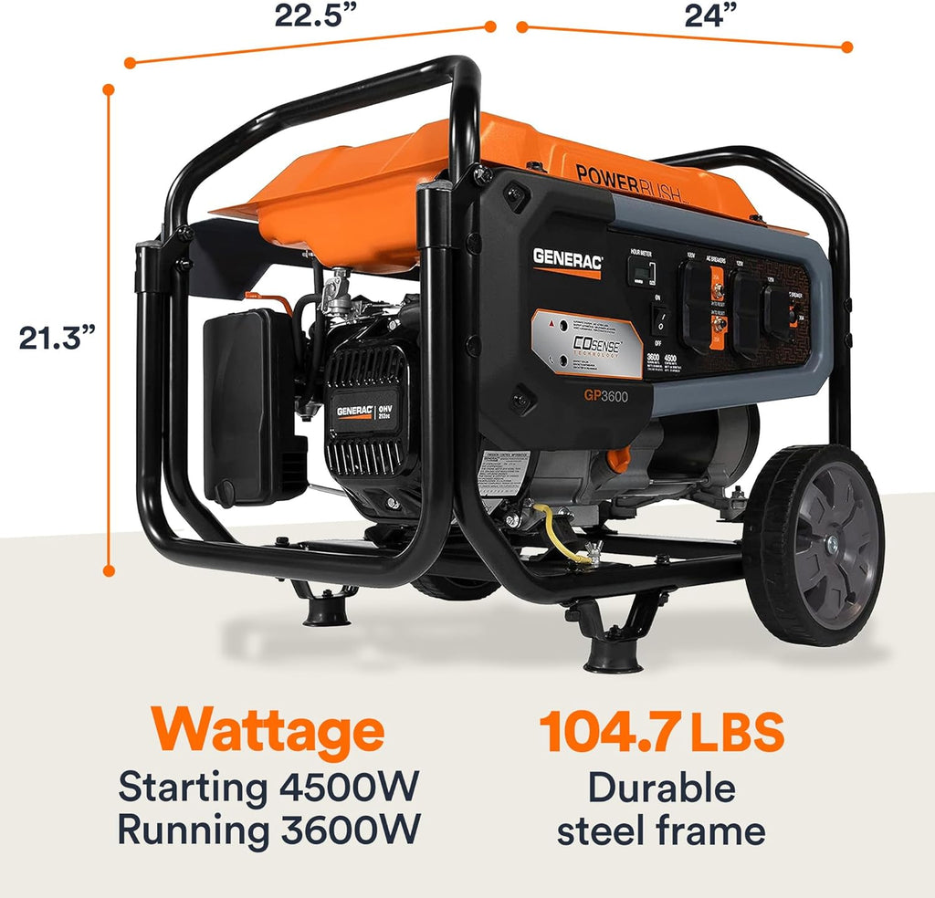 3,600-Watt Portable Generator Orange/Black V1235