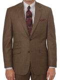 Classic Fit Plaid Brown Wool Suit R466217