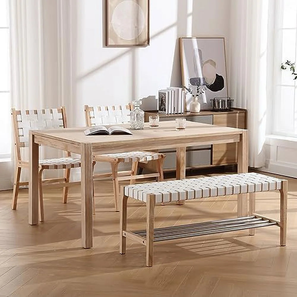 Brown Woven Straps Entryway Bench R215140