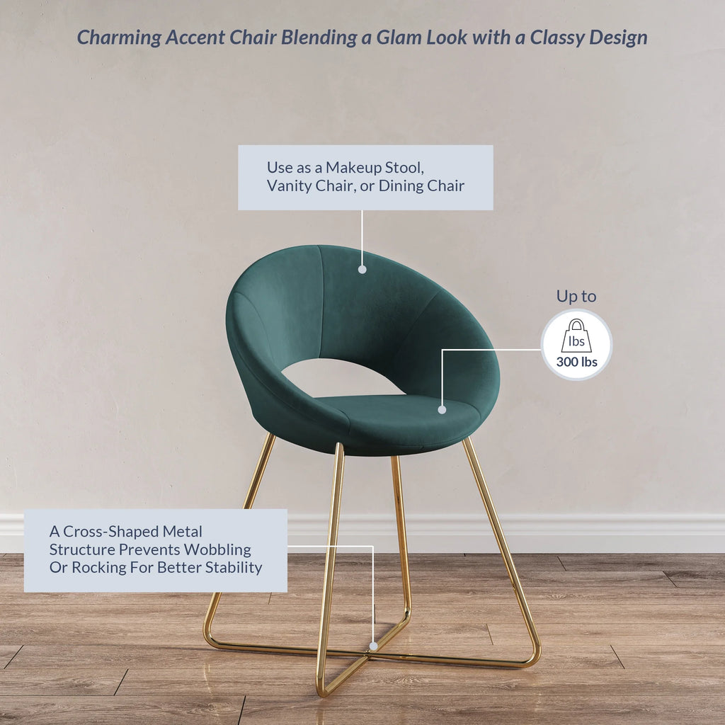 Set of 2 Velvet Accent Chair with Golden Metal Base H77419