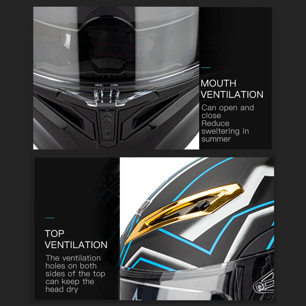 Dual Visor Flip Breathable Motorbike Helmet S624433