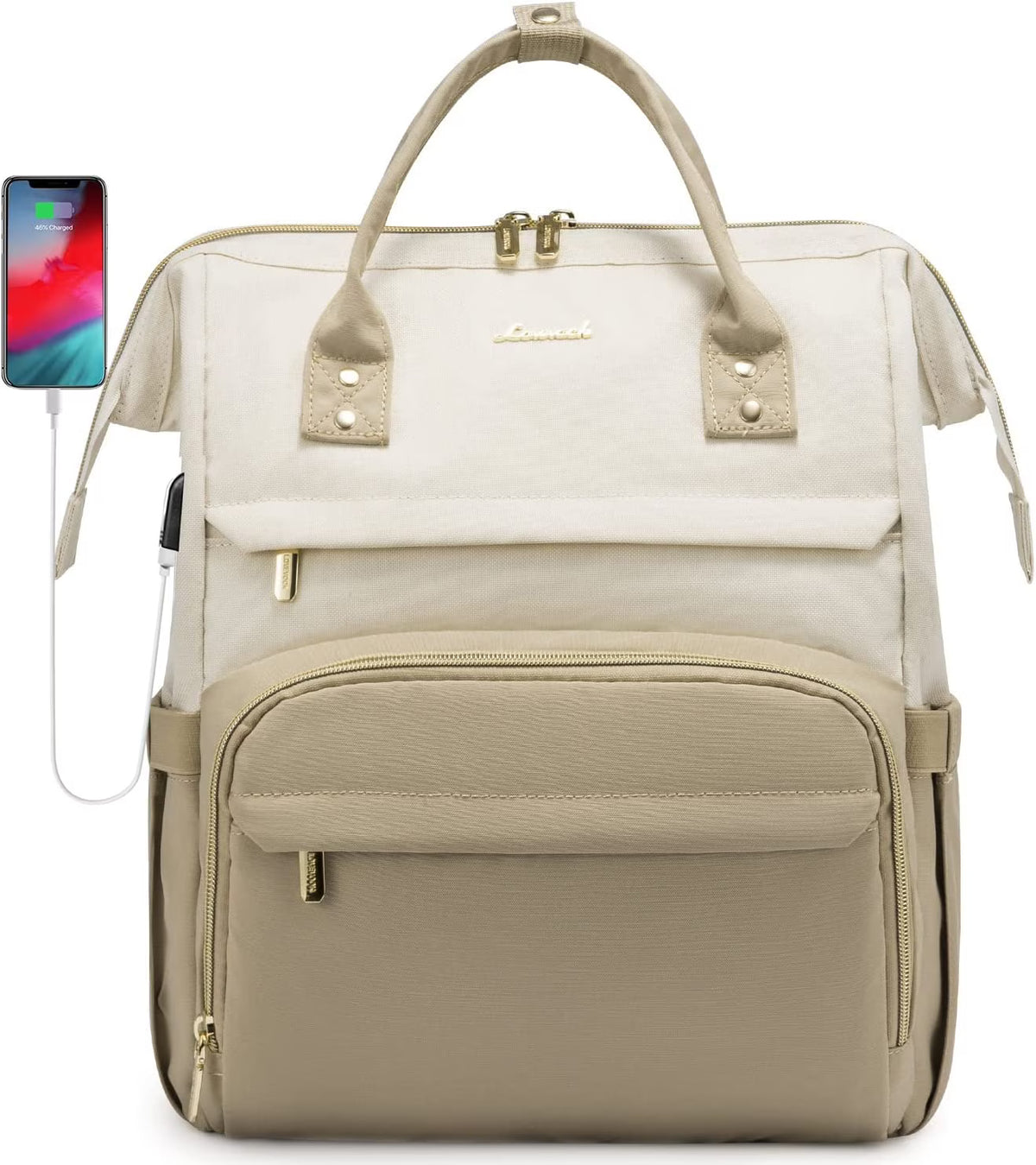 Beige-Khaki Waterproof Laptop Backpack C500