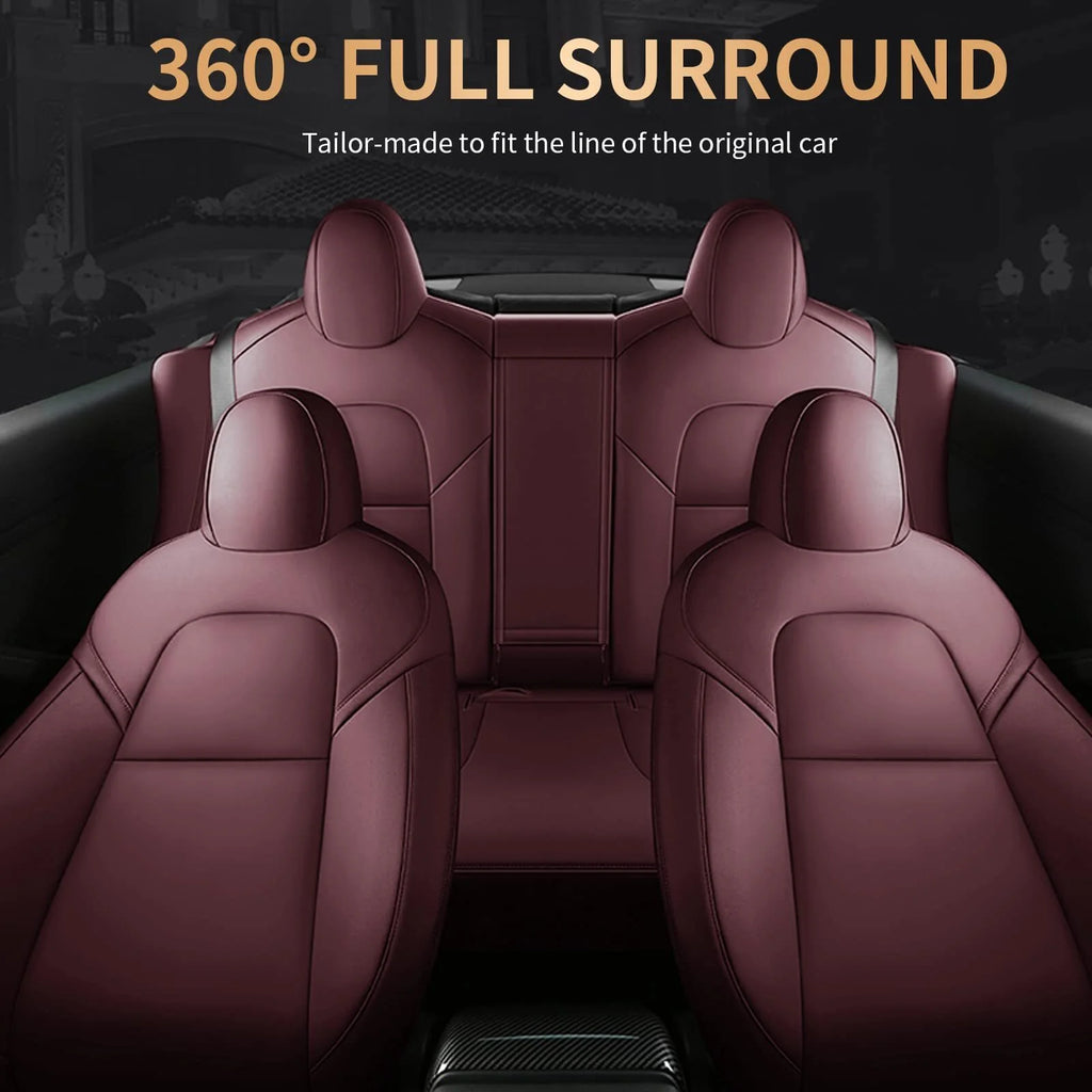 Red Faux Leather Seat Covers Full Set L355