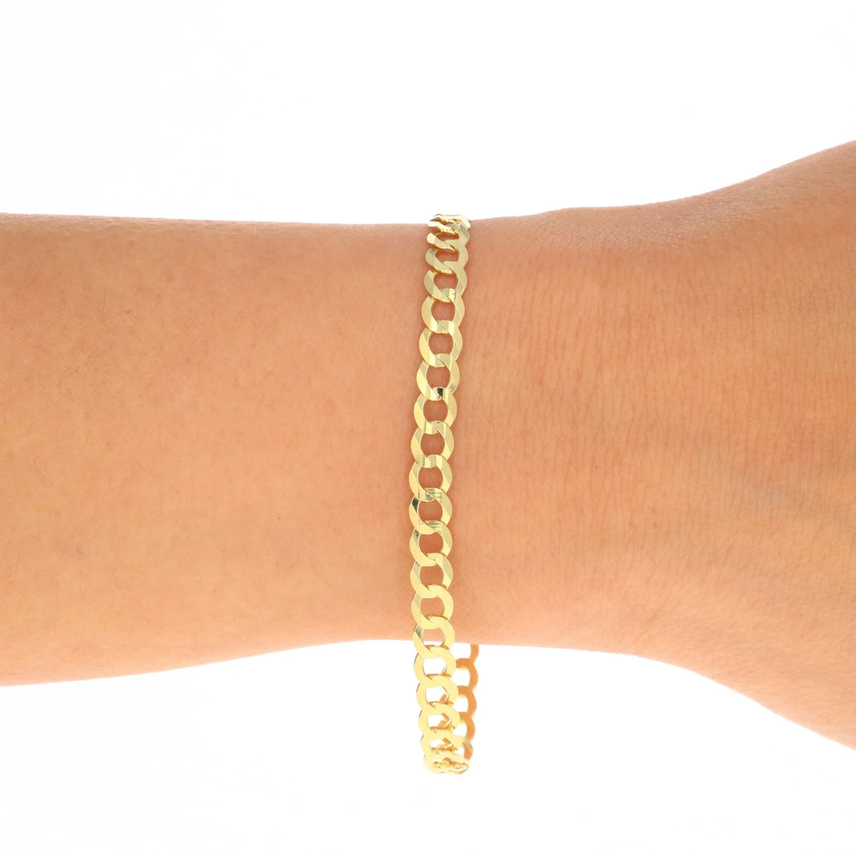 14k Yellow Gold 5mm Solid Cuban Curb Link Chain Bracelet B6610