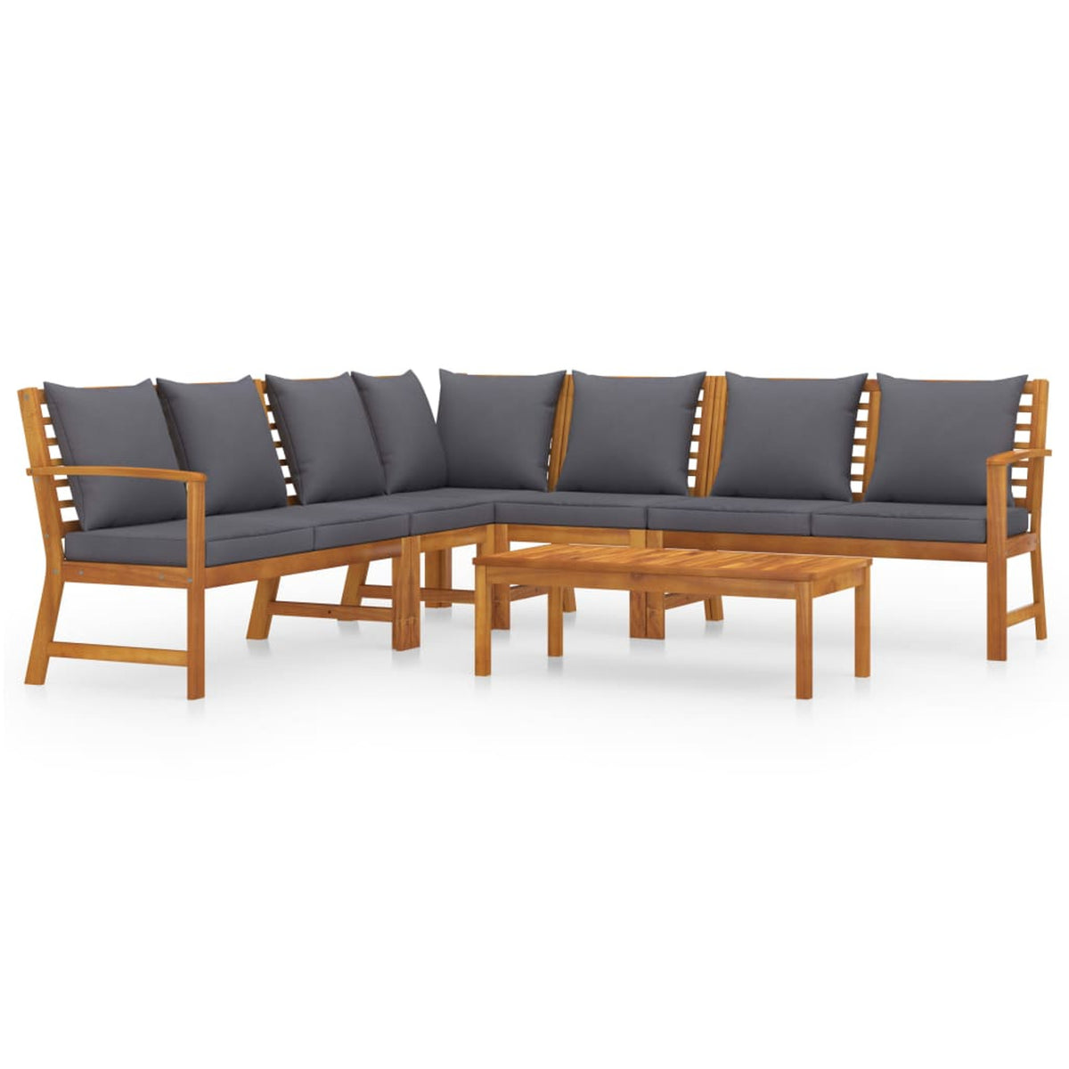 6 Piece Patio Lounge Set with Cushions Acacia Wood Outdoor Sectional Set Q931195