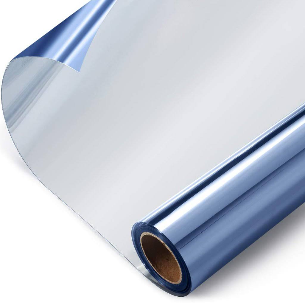 One Way Static Cling Window Film Blue-Silver K398