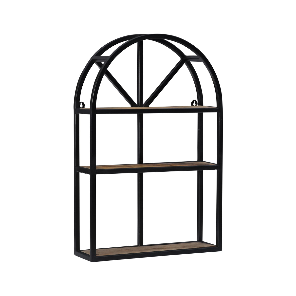 Black Metal Natural Mango Wood 3-Tier Wall Shelves X26771