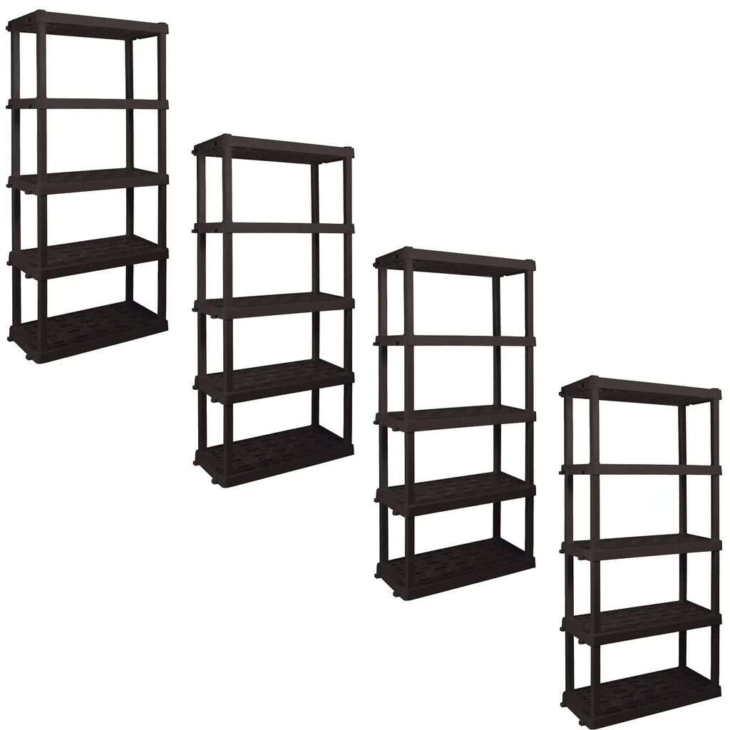 5-Tier Shelving Unit, Black, Pack of 4 H9119