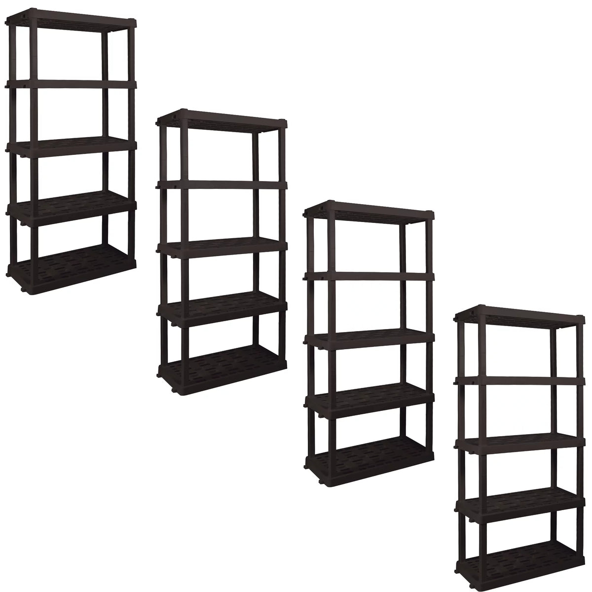 5-Tier Shelving Unit, Black, Pack of 4 H9119