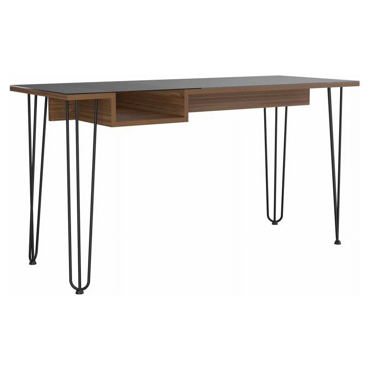 Modern Wood Desk with Steel Legs in Mahogany G4083