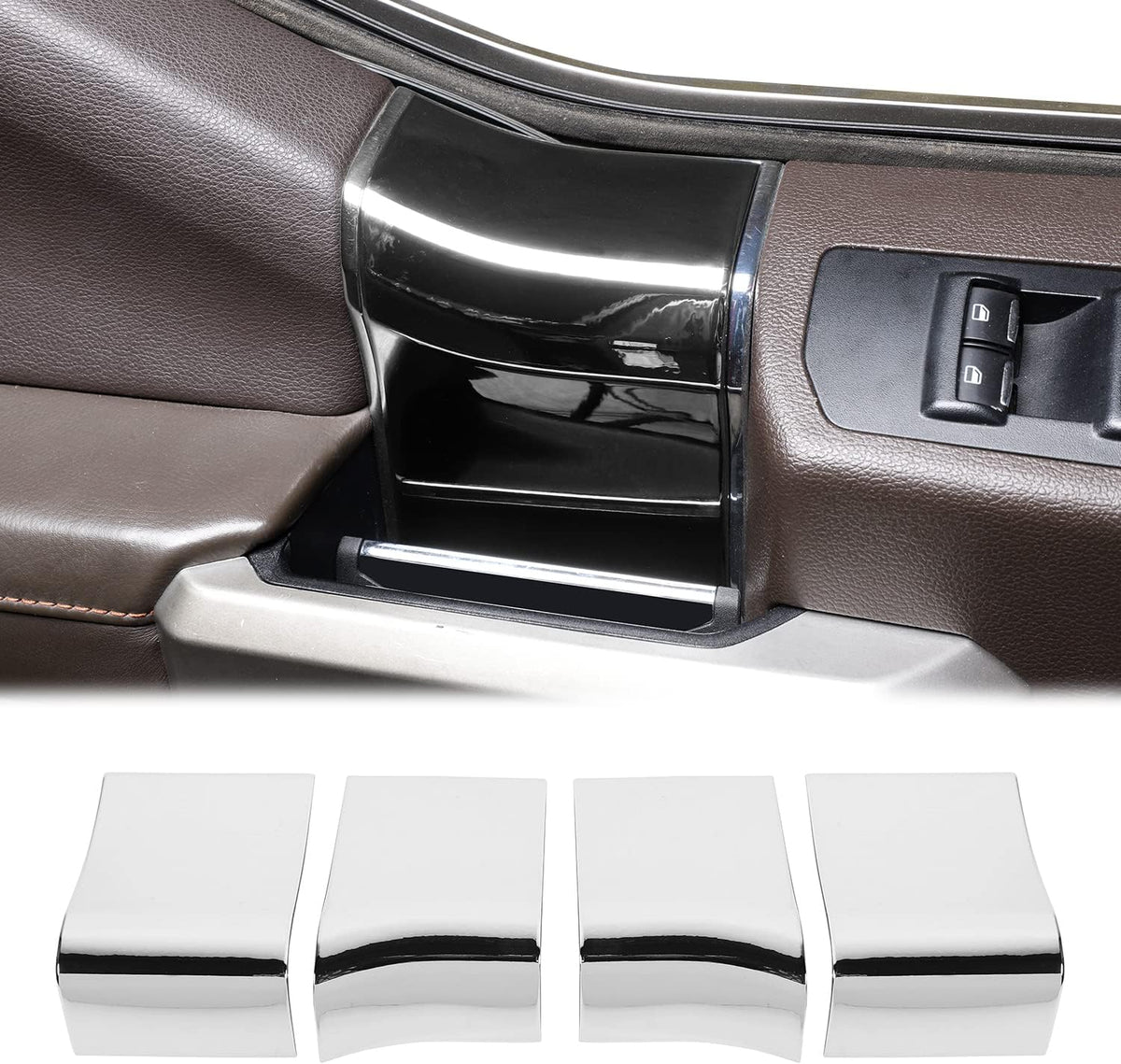 Wood Grain Inner Door Handles Top Cover for 2015-2020 Ford F150 E808