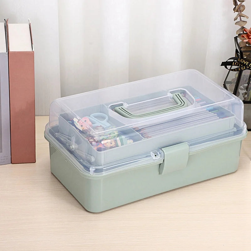 3-Layer Plastic Storage Box with Adjustable Spacers Y763041