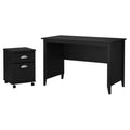 Black Suede Oak Writing Desk with 2 Drawer Mobile File Cabinet Y662