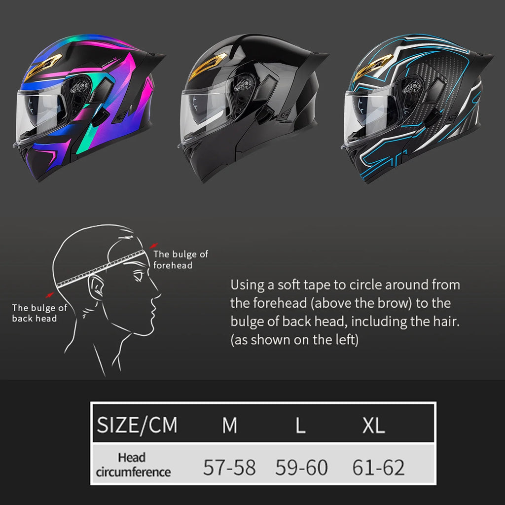 Dual Visor Flip Breathable Motorbike Helmet S624433