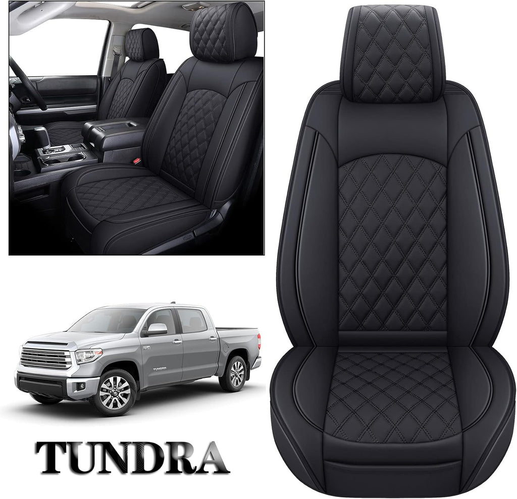 Black Leather Seat Covers for Toyota Tundra Crewmax Double Cab Split Bench 40/60 5 PCS Full Set T9924
