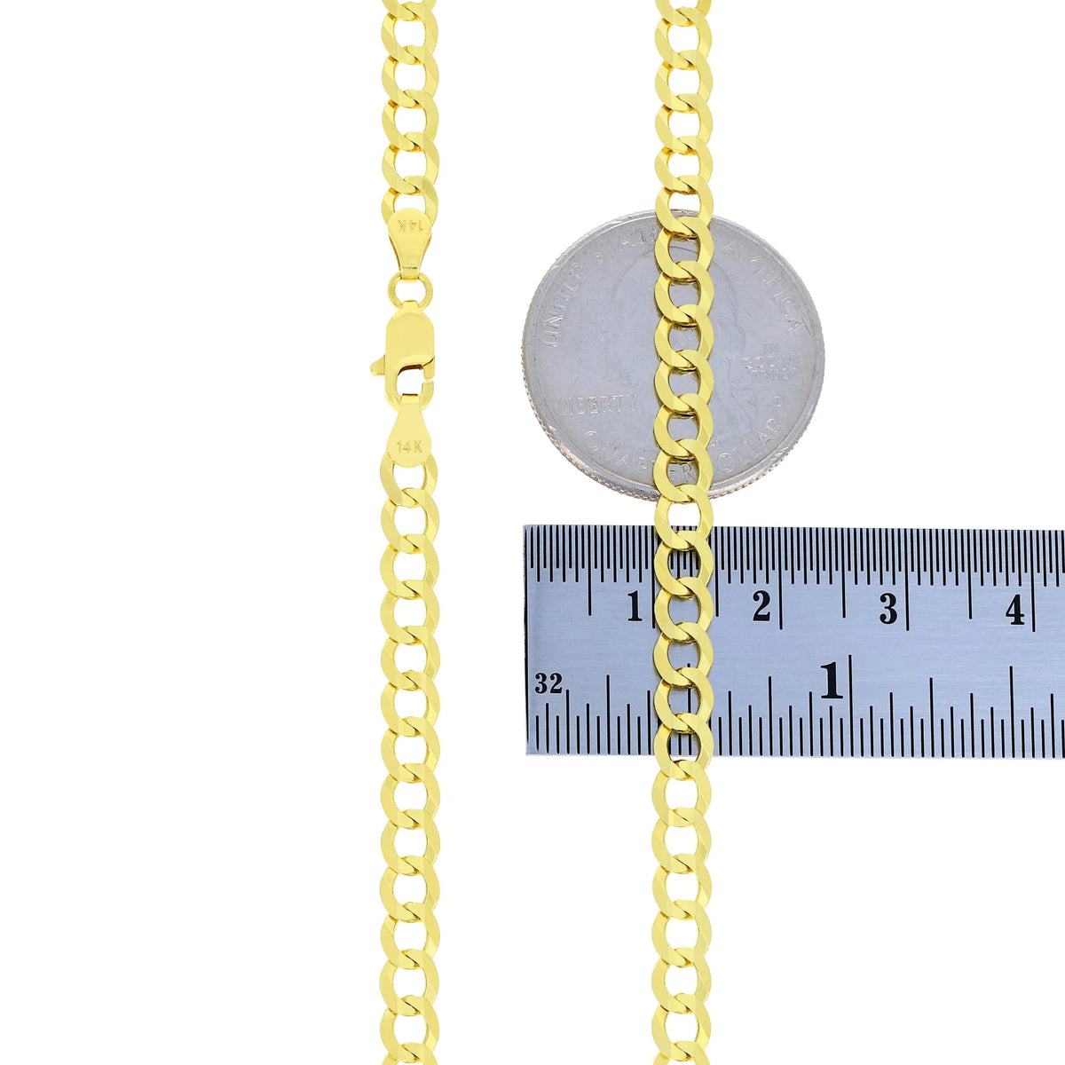 14k Yellow Gold 5mm Solid Cuban Curb Link Chain Bracelet B6610