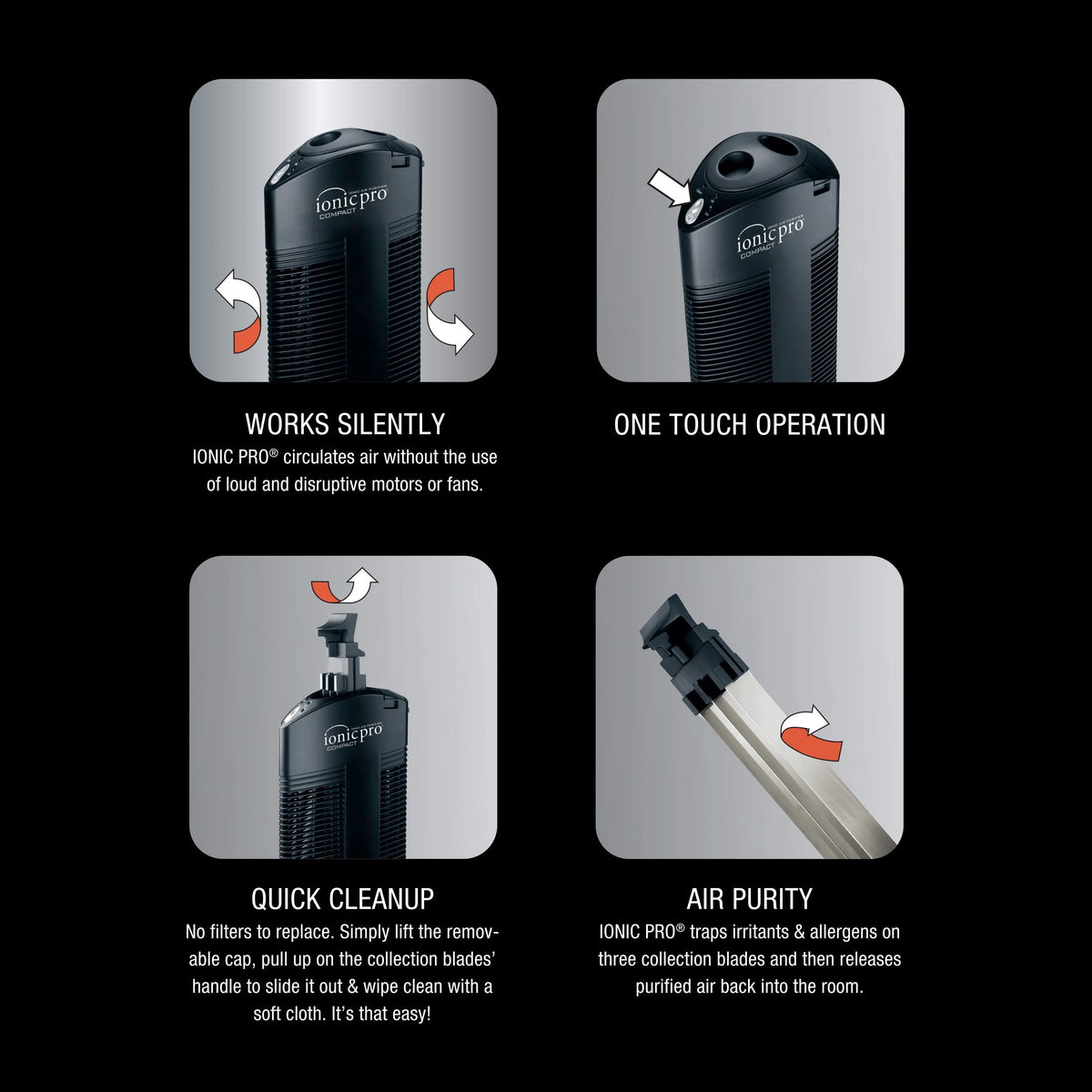 Black Compact Ionic Air Purifier Y90063