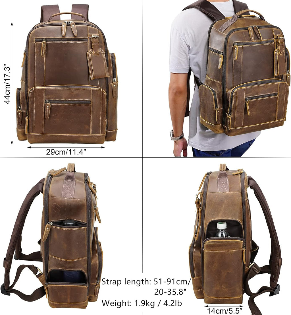 Full Grain Leather 15.6 Laptop Backpack S434358