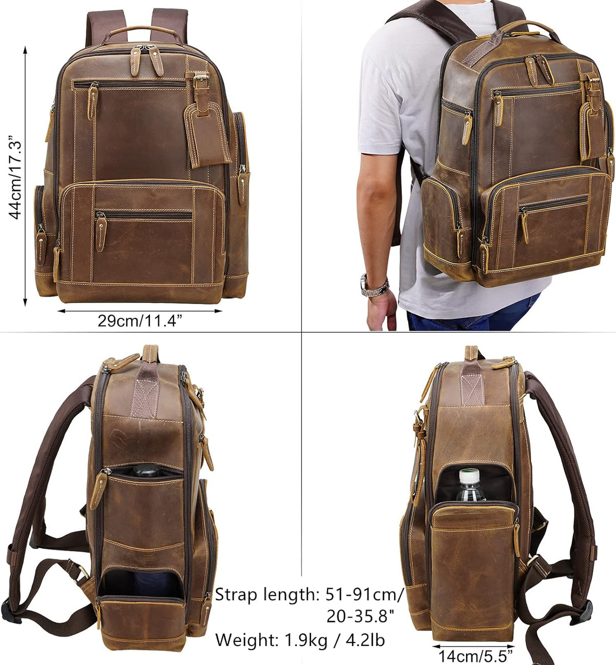 Full Grain Leather 15.6 Laptop Backpack S434358