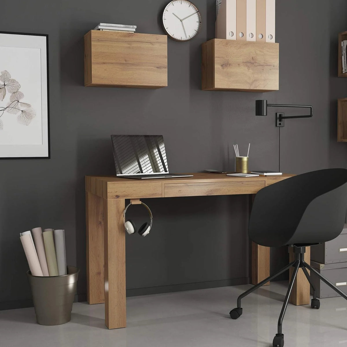 Rustic Oak Wall Unit With Door W2164