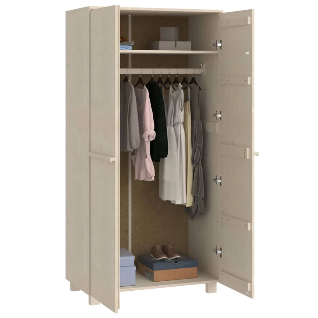 Pine Wood Wardrobe with Hanging Rod N5168