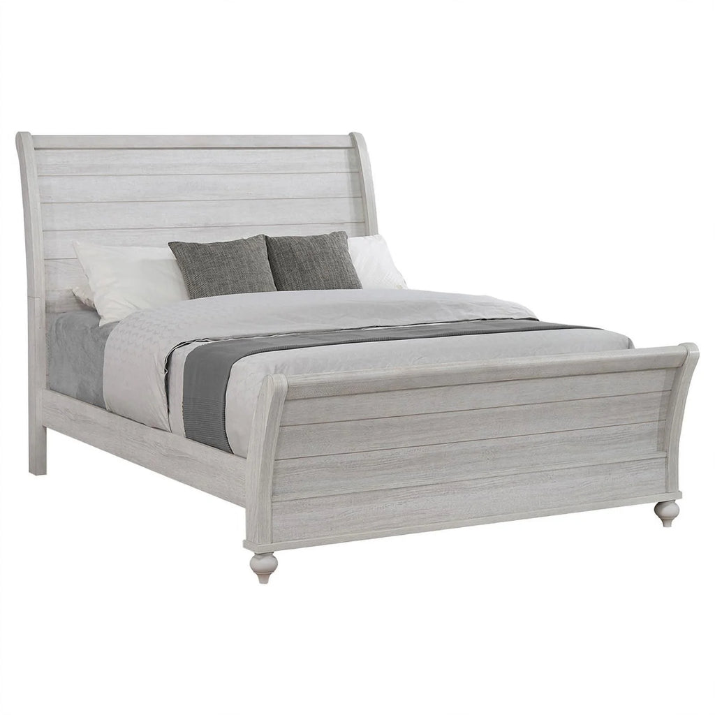 Gray Wood Eastern King Sleigh Panel Bed A9436
