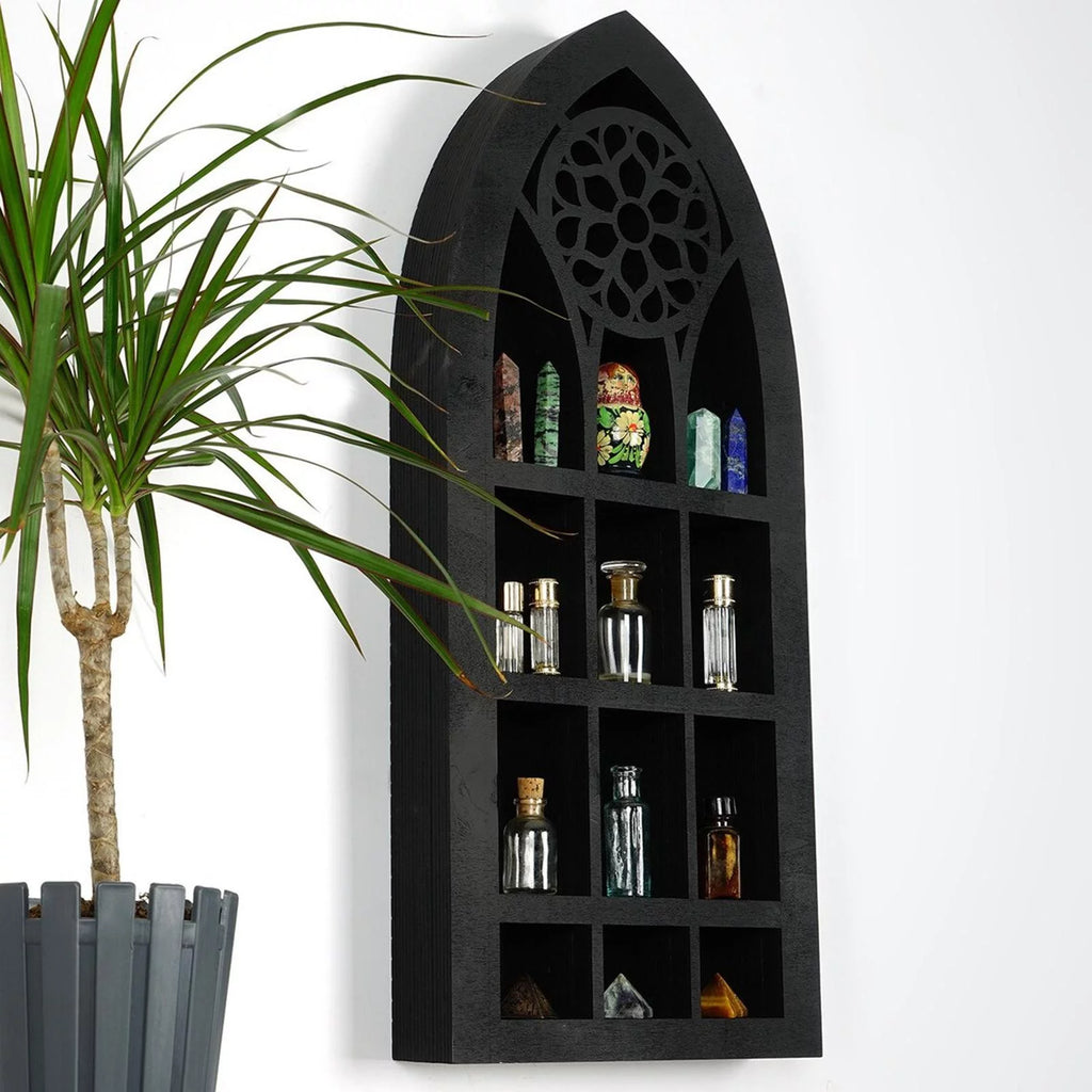 Black Wooden Wall Display Shelf U920